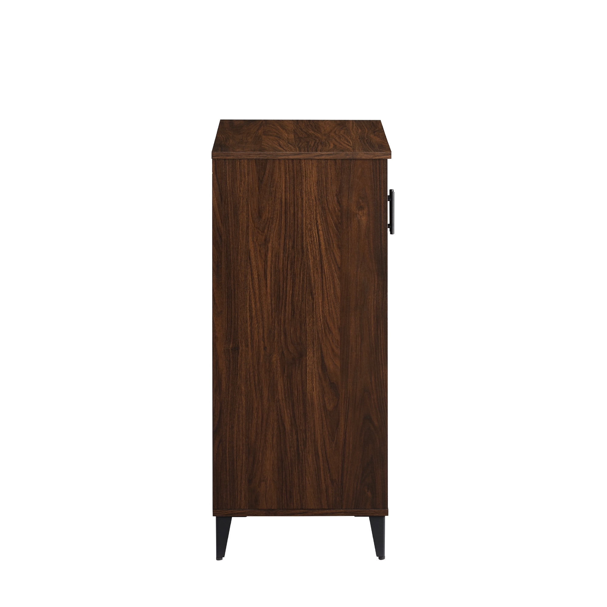 Walker Edison Transitional Grooved Door Accent Cabinet, Dark Walnut