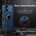 thumbnail image 4 of IBAOLE Compatible avec iPhone 12, Étui 12 Pro avec Protection de Caméra et Support, Protecteur d'Objectif Coulissant + Support Rotatif à 360°, Style Armure Verte, Résistant aux Chocs, Pare-Chocs Protecteur Bleu, 4 of 7