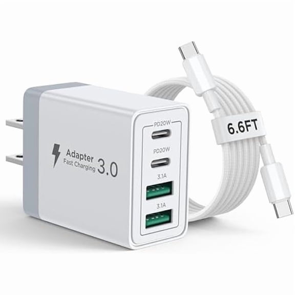 iPhone 16 15 Charger Fast Charging, 20W Dual Port USB C Charger Block with 6FT USB C Charging Cable Cord for iPhone 16 15 14 13 12 11 Pro Max XS, iPad, Samsung Phone, Tablet