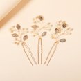thumbnail image 4 of EeaseCA 3 Pcs Épingles à Cheveux en Forme de U Perles Feuilles Bâtons à Cheveux Accessoires pour Cheveux de Mariée, 4 of 8