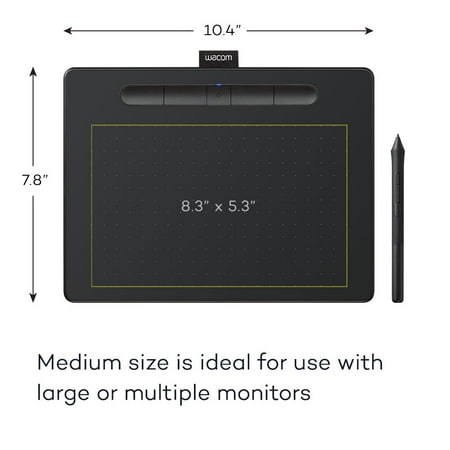 Wacom - Intuos Graphic Drawing Tablet for Mac, PC, Chromebook & Android (Medium) with Software Included (Wireless) - Black