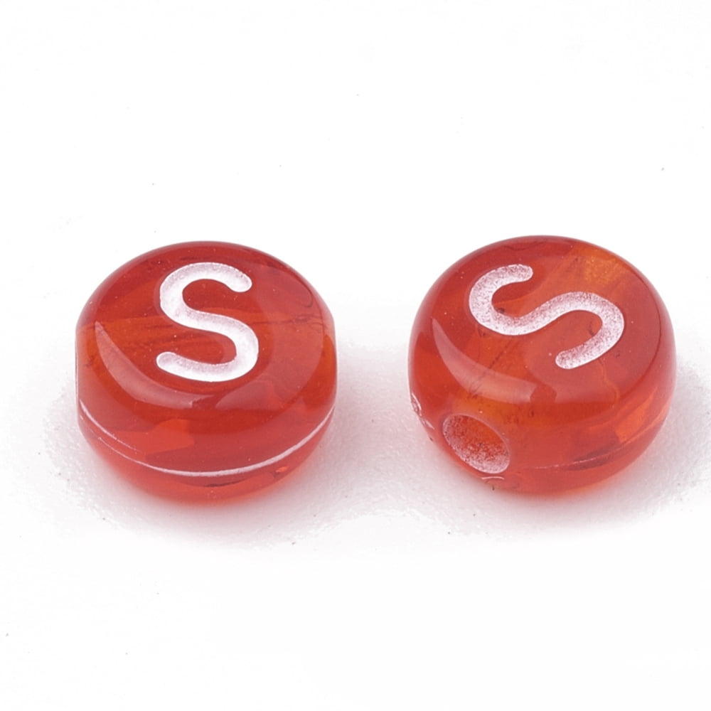 500 g Transparent Acrylic Beads Horizontal Hole Mixed Letters Flat Round Mixed Color 7x4mm Hole: 1.5mm about 3700pcs/500g