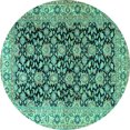 thumbnail image 1 of Ahgly Company Indoor Round Persian Turquoise Blue Traditional Area Rugs, 7' Round, 1 of 4