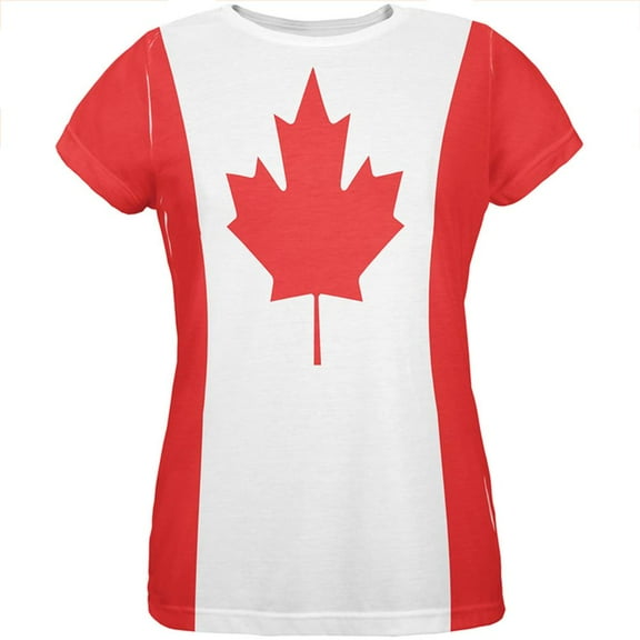 Canadian Canada Flag All Over Womens T Shirt Multi LG