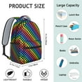 thumbnail image 6 of Rainbow Checkerboard Backpack for School,Cute School Bag,Schoolbag with Adjustable Shoulder Straps & Padded Back,15.3"x11"x6.7", 6 of 6
