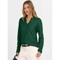 thumbnail image 5 of Women'S V Neck Long Sleeve Sweaters Dressy Casual Business Basic Knit Pullover Top Green L, 5 of 9