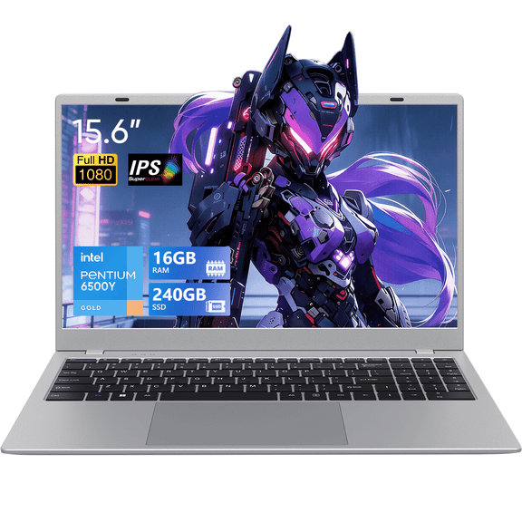 2026 15.6" College Laptop with FHD IPS Display Intel Pentium Gold 6500Y up to 3.4GHz, 16GB RAM 240GB SSD, Type-C PD Fast Charging WiFi 5 Bluetooth 5.0 Lightweight Multi-Port Notebook for Work & Study