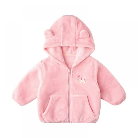 

Baby Little Girls Autumn Winter Fleece Coat Kids Faux Fur Jacket with Hood Thick Outwear Warm Coat