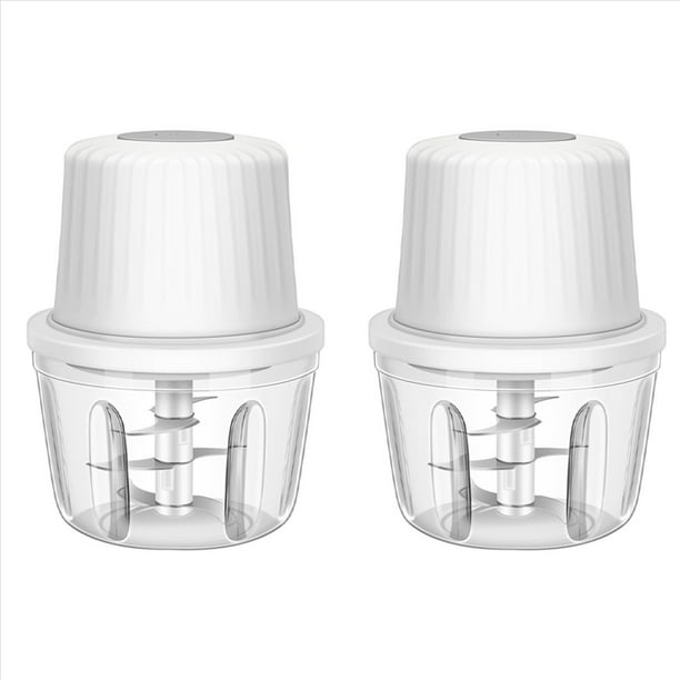 2X Picadora de Eléctrica de 400 Ml, Mini Picadora de Verduras con 6 Cuchillas, Picadora de Verduras Portátil USB, Picadora de