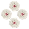 thumbnail image 2 of 4pcs Round Embroidered Flower Dining Table Placemat Home Party Wedding Cover, 2 of 9