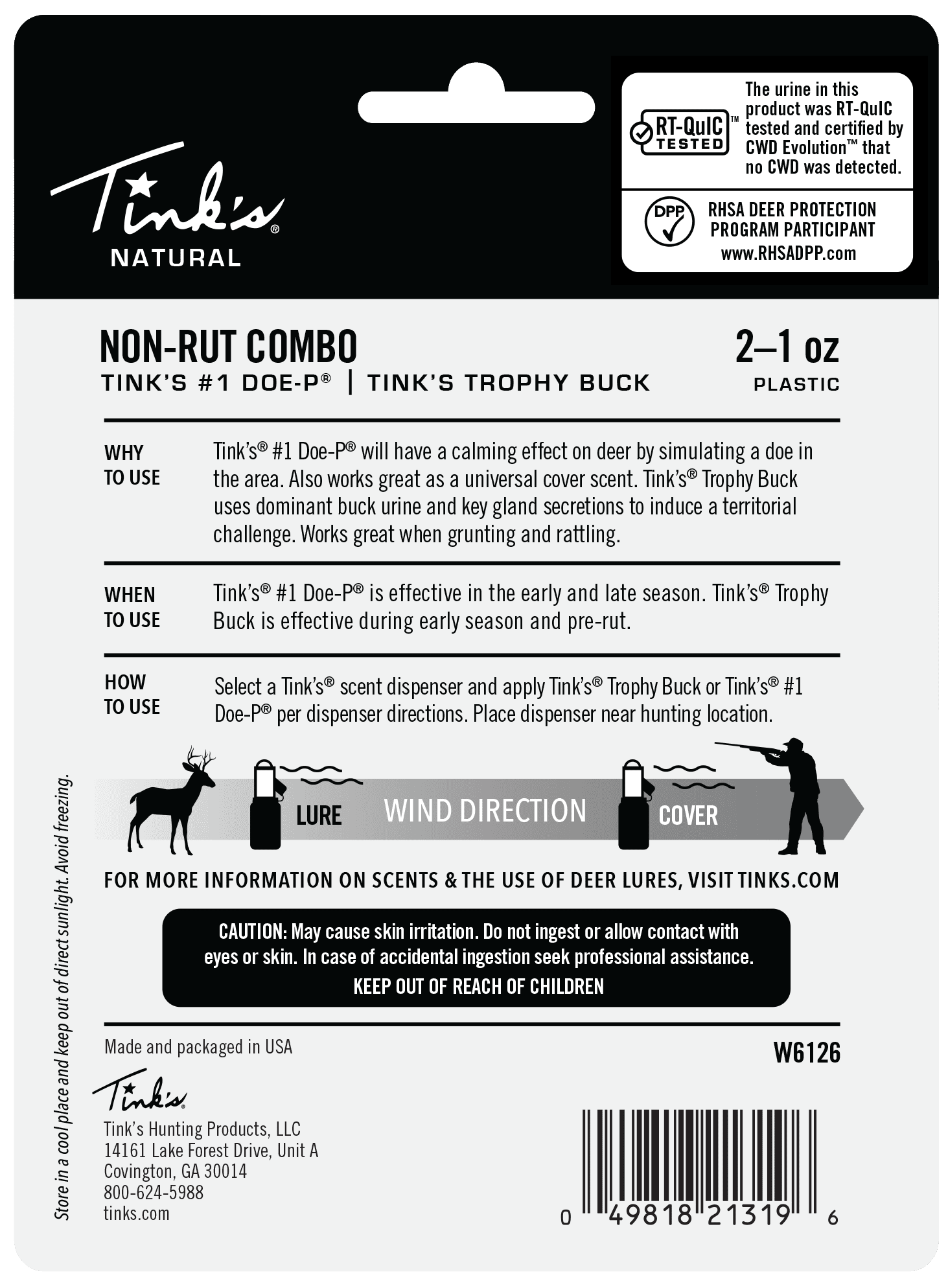 Tink's #1 Doe-P Non-Estrous Doe Urine Scent in 4oz Plastic Squeeze Bottle Deer Lure
