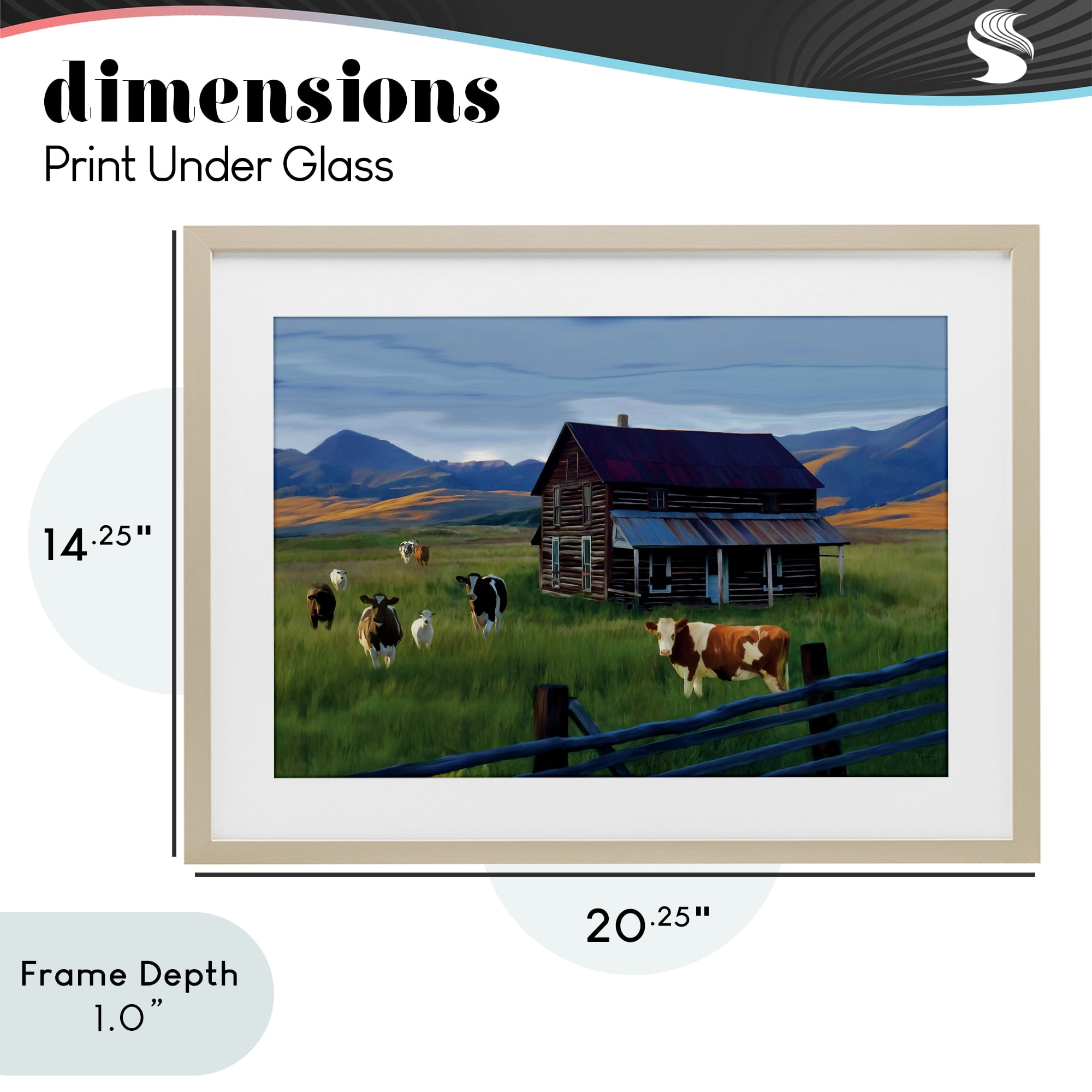 Stupell Industries Grazing Cattle at Solitary Cabin Birch Framed Print Under Glass, design by Renel Peters