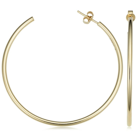 KoolJewelry 14k Yellow Gold Open Hoop Earrings, 2.3"