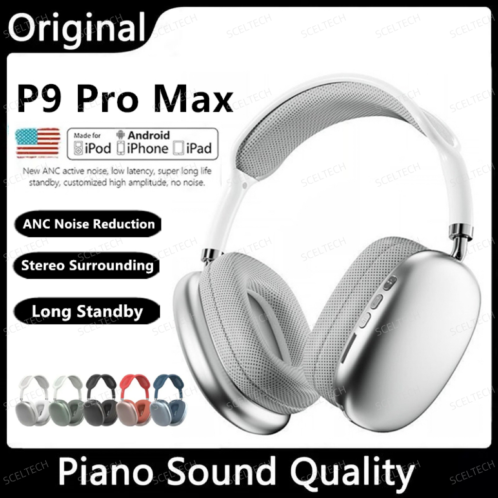 SCELTECH Original P9 Pro Air Max Wireless Bluetooth Headphones Noise Cancelling Mic Pods Over Ear Sport Gaming Headset For Apple Walmart