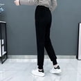 thumbnail image 6 of Skymirror Fall Winter Women Pants Thickened Plush Loose Ankle-banded Drawstring Cartoon Bear Pattern Elastic High Waist Solid Color Pockets Soft Warm Trousers Sweatpants, 6 of 8