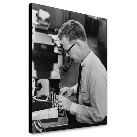 Canvas Print: Murray Kempton, Half-Length Portrait, Seated At Typewriter, Facing