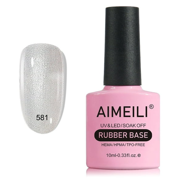 AIMEILI 5 in 1 Rubber Base Gel For Nails, Sheer Color Gel Nail Polish UV LED Soak Off, Elastic Rubber Base Coat Nail Strengthener Nail Rhinestones Glue Gel - (581) 10ml