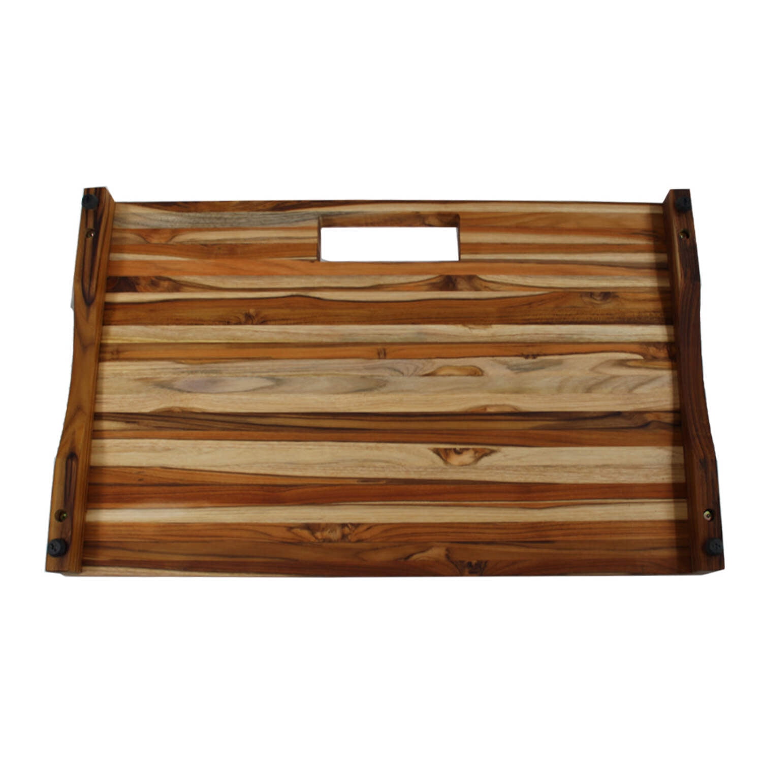 EcoDecors 29" x 18" FSC Teak Edge Grain Stove Top Cutting Board with Groove  Handle