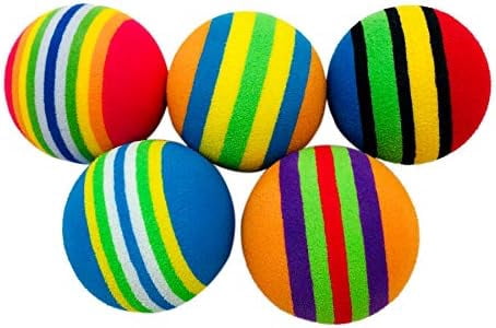 50pcs 1.4" Interactive Cat Toy Balls for Indoor Cats Colorful Rainbow Soft Foam Kitten Toys Ball for Small Dogs Puppies Quiet Playing Stuff 5 Colors
