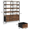 thumbnail image 2 of Bookshelf with 8 Fabric Drawers, 7-Tier Bookcase with Baffles Display Shelves,  Large Book Shelf for Living Room Home Office, Rustic Brown, 2 of 8