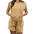 thumbnail image 6 of Nrmvnmi Summer Saving 2024 Rompers for Women Summer Cap Sleeve Adjustable Drawstring Waistband Crewneck Casual Outfits with Pockets For Womens Gifts, 6 of 9