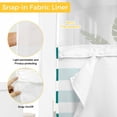 thumbnail image 3 of No Hook Shower Curtain with Snap in Liner, Anchor Teal White Stripe Country Waterproof Bath Curtain Double Layers with See Through Top Window, Nautical Modern Stripes Hotel Shower Curtains 36x72in, 3 of 9