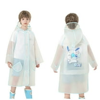 Yuncity Rain Jacket Boys Girls Plain Color Buttoned Thick Poncho Rain Ponchos Waterproof Raincoat 8-10 Years