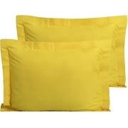 100% Egyptian Cotton Sateen Weave-Luxurious 600 Thread Count Pillow Shams | Set of 2 | Euro Size 26" x 26"(Inches) Gold Solid.