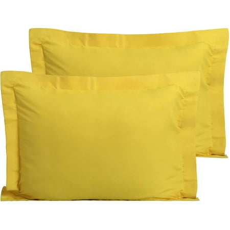 100% Egyptian Cotton Sateen Weave-Luxurious 600 Thread Count Pillow Shams | Set of 2 | Euro Size 26" x 26"(Inches) Gold Solid.