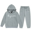 thumbnail image 2 of MAIHAN-Girls Winter Hoodie & Joggers Set 2-13 Years, Winter Hoodie and Pants 2-Piece Outfit, Cozy Warm Lined Sweatsuit for Boys and Girls(Grey9,4-5Years), 2 of 4