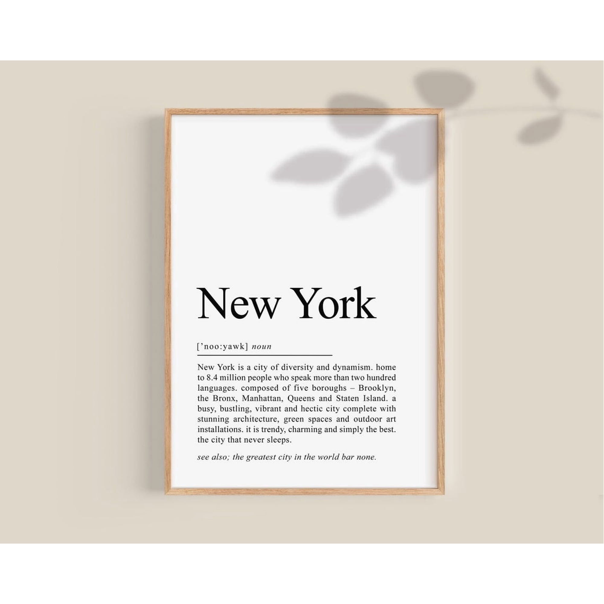 New York Souvenir Definition City NYC Wall Art Prints Travel Inspired Home And Office Decor