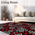 thumbnail image 2 of ODIKA 5'x7' Machine Washable Non-Slip Area Rug, Merry Dots and Twists Festive Abstract Interlocking High Traffic Rug, Black, 654975, 2 of 7