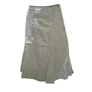 Mogul Women's Boho Chic Skirt Grey Embroidered Rayon Skirts