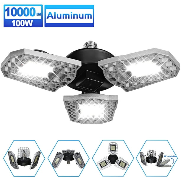 100W 297LEDs Garage Lights, 10000LM 6500K Ultra Bright Deformable