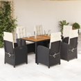 thumbnail image 1 of vidaXL 7 Piece Garden Dining Set with Cushions Black Poly Rattan, 1 of 7