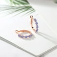 thumbnail image 4 of Gem Stone King 18K Rose Gold Plated Silver Women Hoop Earrings Blue Tanzanite (1.82 Cttw, Round Cut, 3/7 inch Diameter), 4 of 4