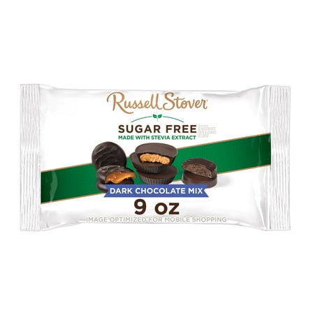 RUSSELL STOVER Sugar Free Dark Chocolate Assorted Mix, 9 oz. Bag (≈ 16 Pieces)