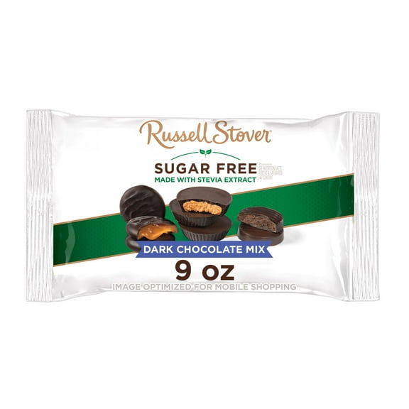 RUSSELL STOVER Sugar Free Dark Chocolate Assorted Mix, 9 oz. Bag (≈ 16 Pieces)