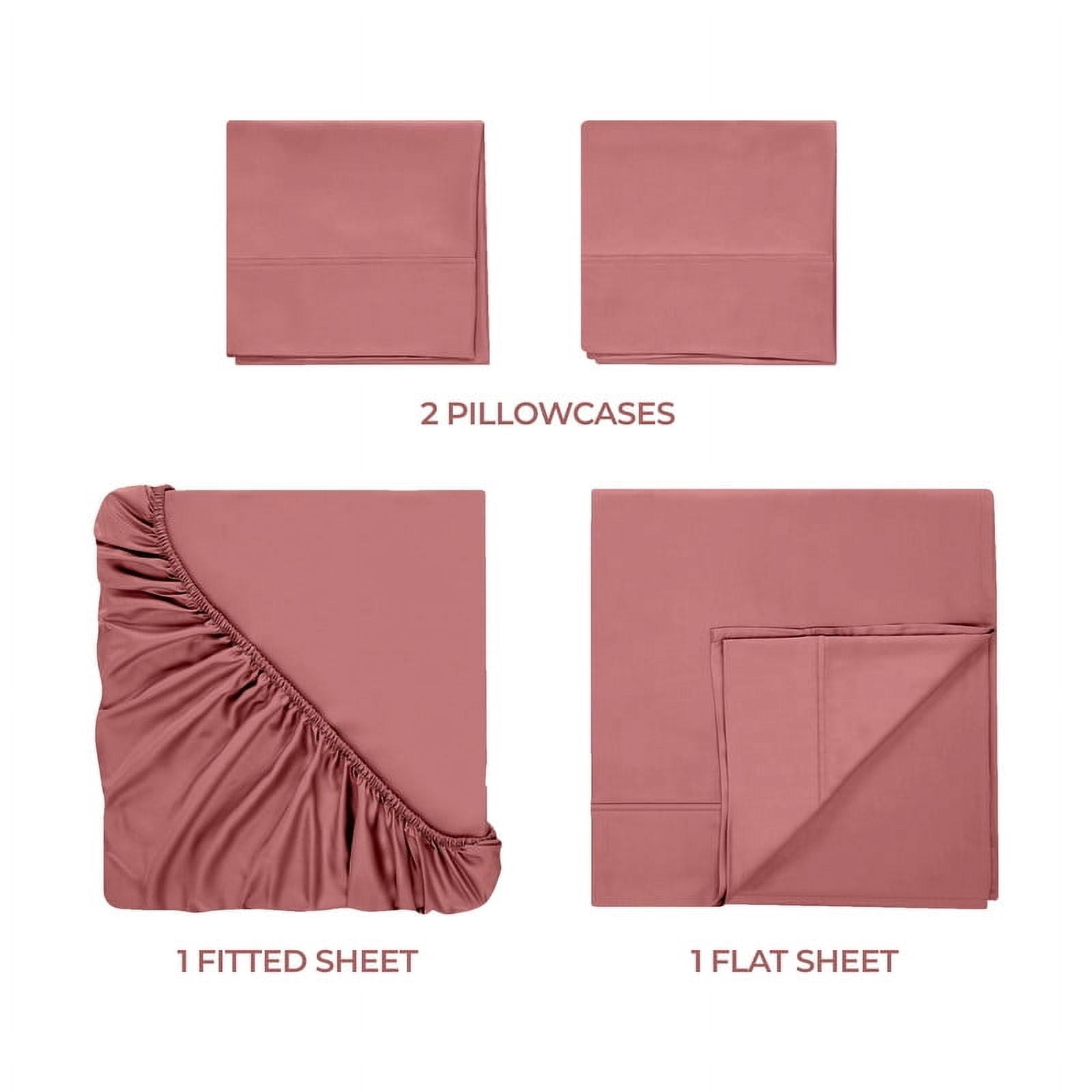 Superior Egyptian Cotton 400 TC Deep Pocket Sheet Set, Split King, Blush