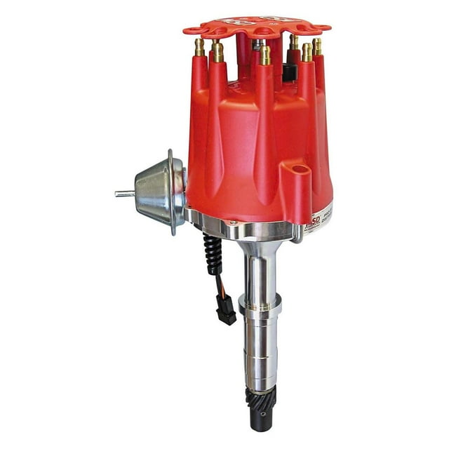 MSD Ignition Distributor 8519 Pro-Billet; For Use With AMC 290/304/343/360/390/401 Cubic Inch Engines; Without Ignition Control Module; Magnetic Trigger; Vacuum and Mechanical Advance; With Iron Gear
