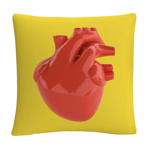 Modern 3D Red Heart By Abc 16 X 16 Decorative Throw Pillow