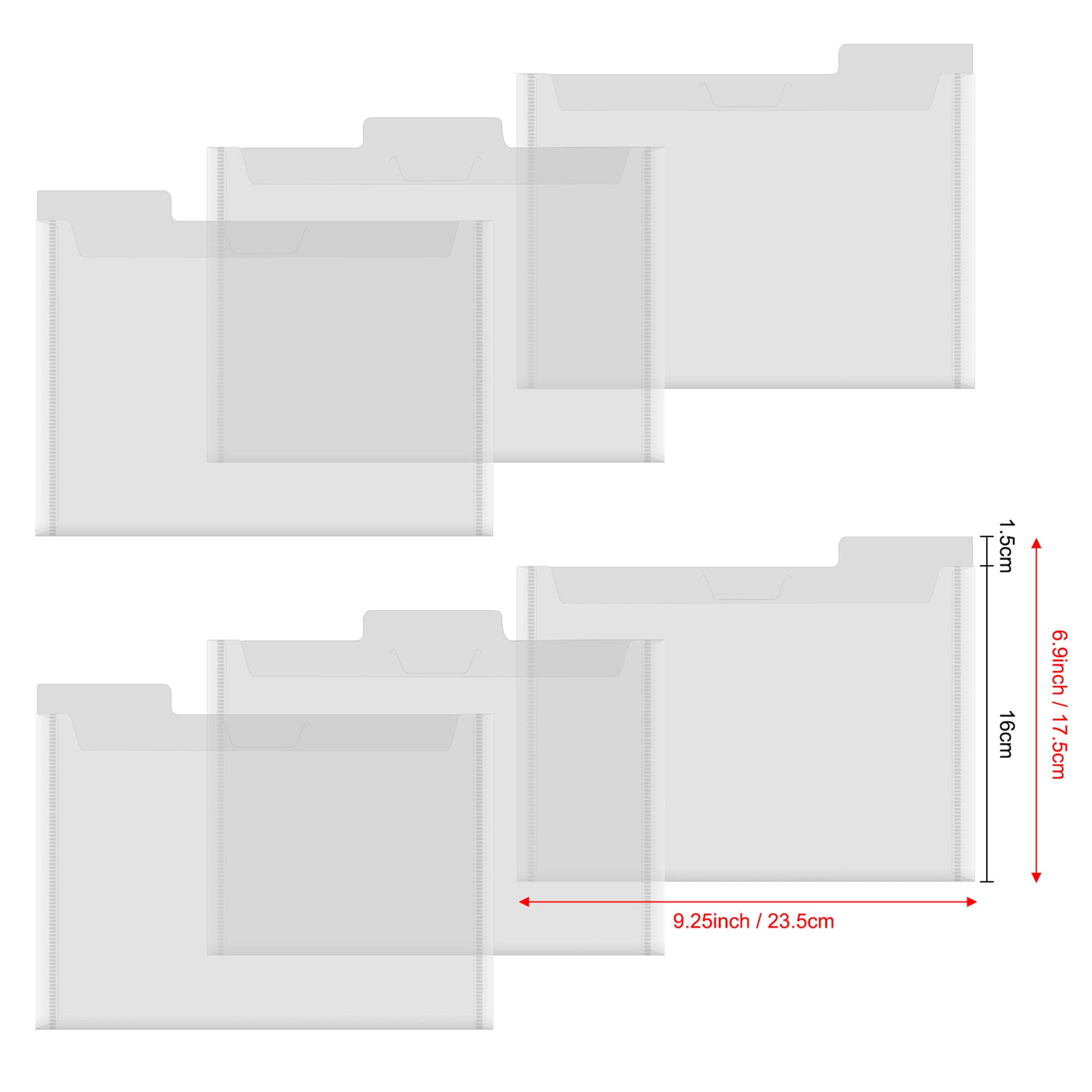 Briartw 6 Piece Storage Envelopes Clear Plastic Pockets Bag with 10 ...