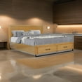 thumbnail image 6 of Benjara Larie King Size Bed with Storage, Black Metal Legs, Rustic, Light Oak Brown, 6 of 6