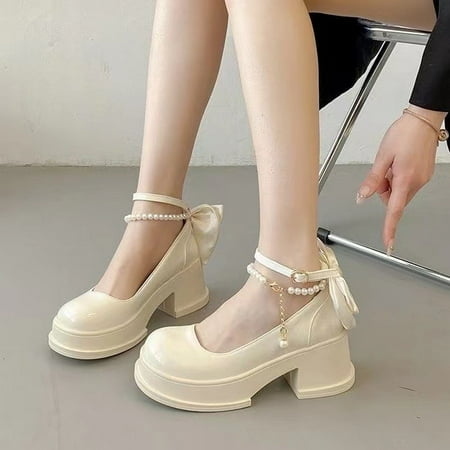 

French Style Mary Jane Shoes Women‘s 2024 Spring and Autumn New Arrival Bow High Heels Women‘s Platform Uniform JK Small Leather Shoes for Women
