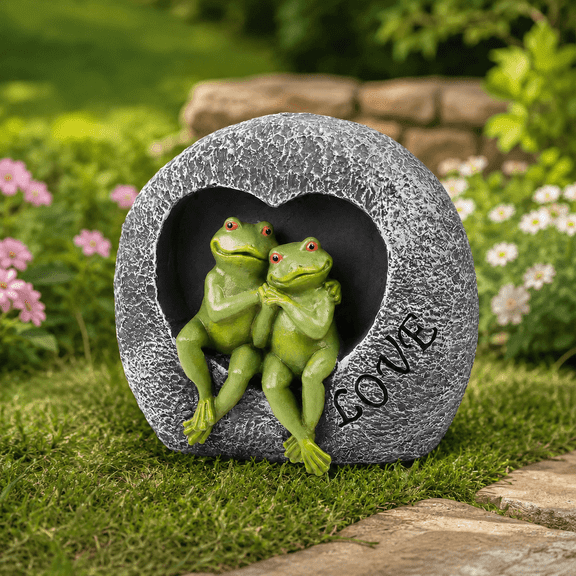 DurableDelights 7.09”H Romantic Frog Statues for Garden - Resin Couple Figurine Yard Art Decorations Gifts