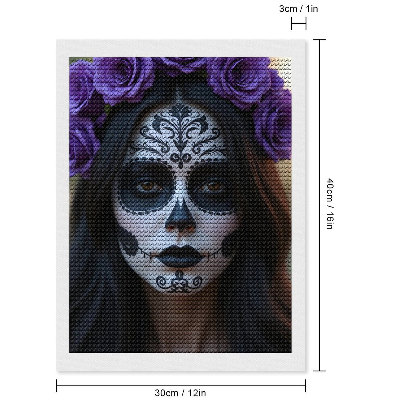 Diamond Art Kits for Adults, Day Of The Dead Face Paint 5D Diamond Painting Kits for Adults Beginners, DIY Full Drill Diamond Painting, Gem Art and Crafts 12x16