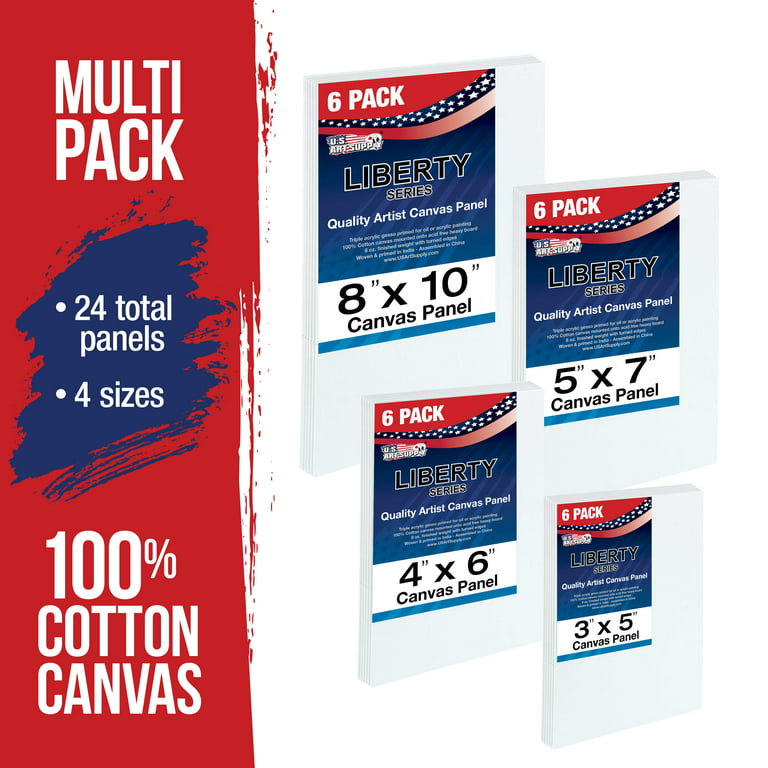 US Art Supply Multi-Pack 6-Ea of 3 x 5 4 x 6 5 x 7 8 x 10 inch Professional Quality Small Artist Canvas Panel Assortment Pack (24 Total Panels)