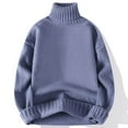 thumbnail image 2 of WAENQINLA Mens Sweaters with Ribbed Edge Winter Long Sleeve Chunky Knit Pullovers Turtleneck Warm Outdoor Knitted Tops Blue S, 2 of 4