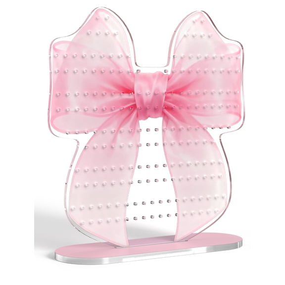 NiHome Earring Holder Organizer, 202 Holes Acrylic Jewelry Display Stand, Printed Bow Design Holds 80-101 Pairs With Anti-Slip Pads And Glue For Vanity Dresser Decor