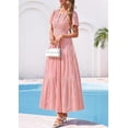 thumbnail image 3 of PRETTYGARDEN Womens Boho Maxi Dress Floral Summer Spring Short Sleeve V Neck A Line Embroidered Beach Vacation Dresses, 3 of 8